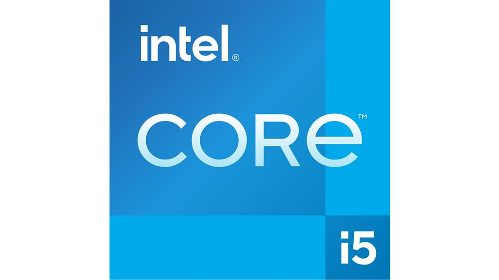Intel Core i5 Logo auf blauem Hintergrund.