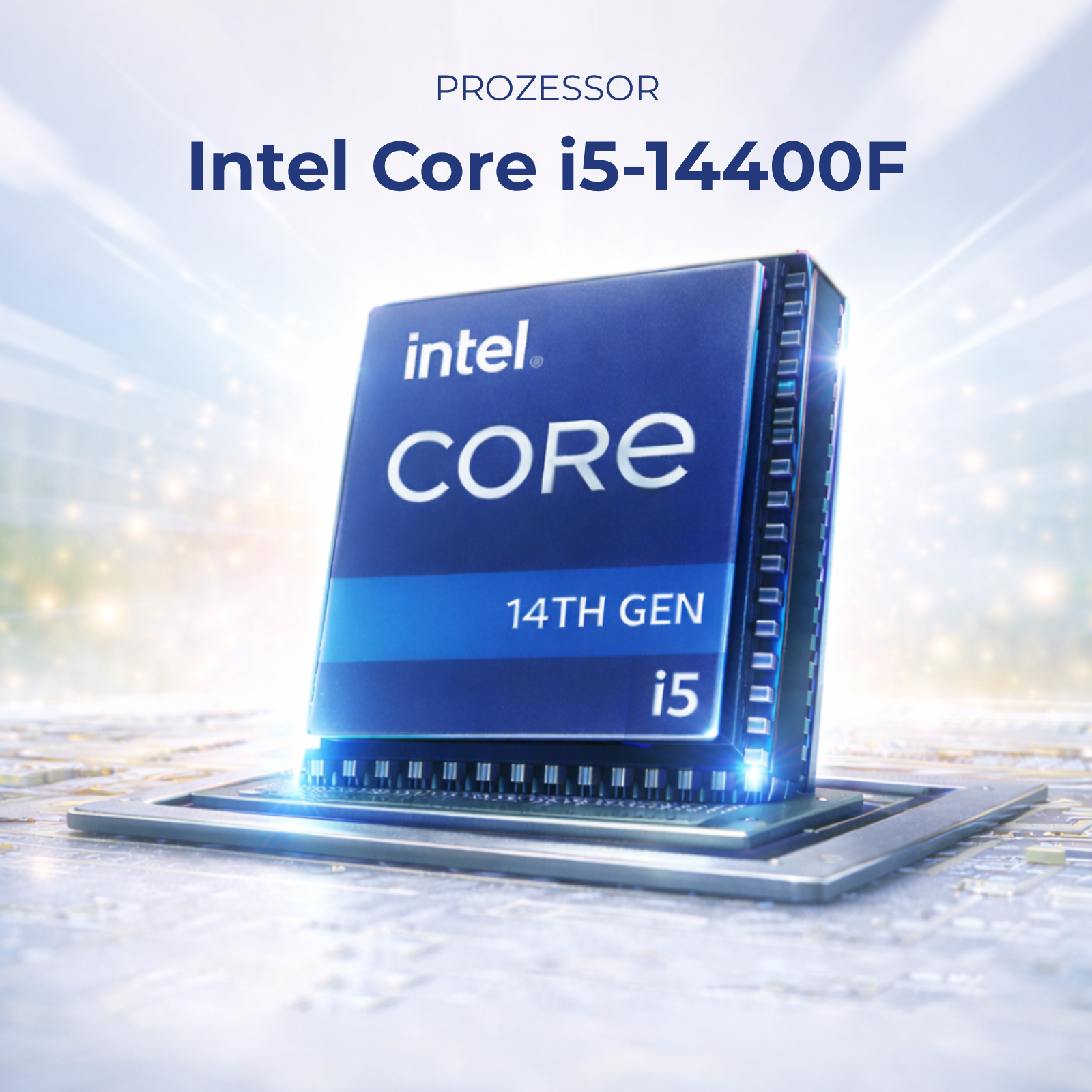 Intel Core i5-14400F Prozessor auf einer Platine, 14. Generation.