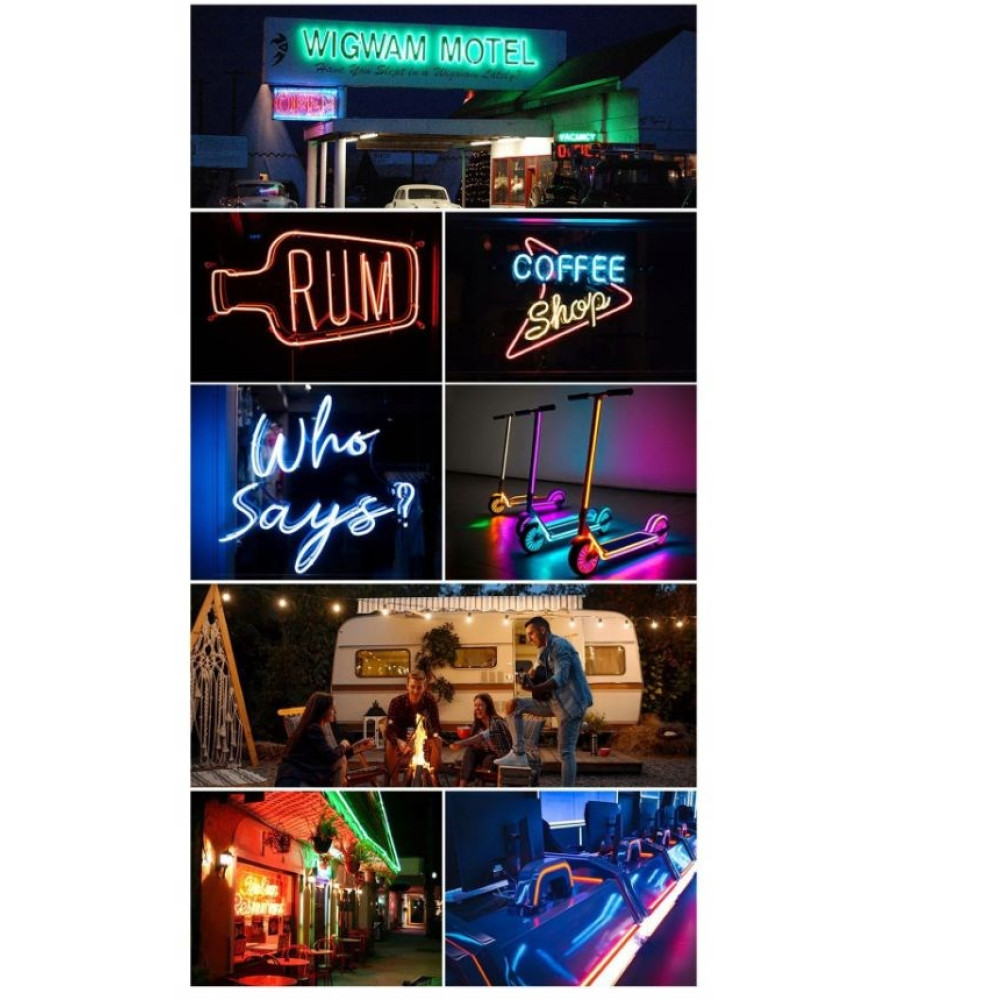 Neony: Wigwam Motel, Rum, Kawiarnia, Kto mówi?, Hulajnogi, Kamper, Bar, Rollercoaster