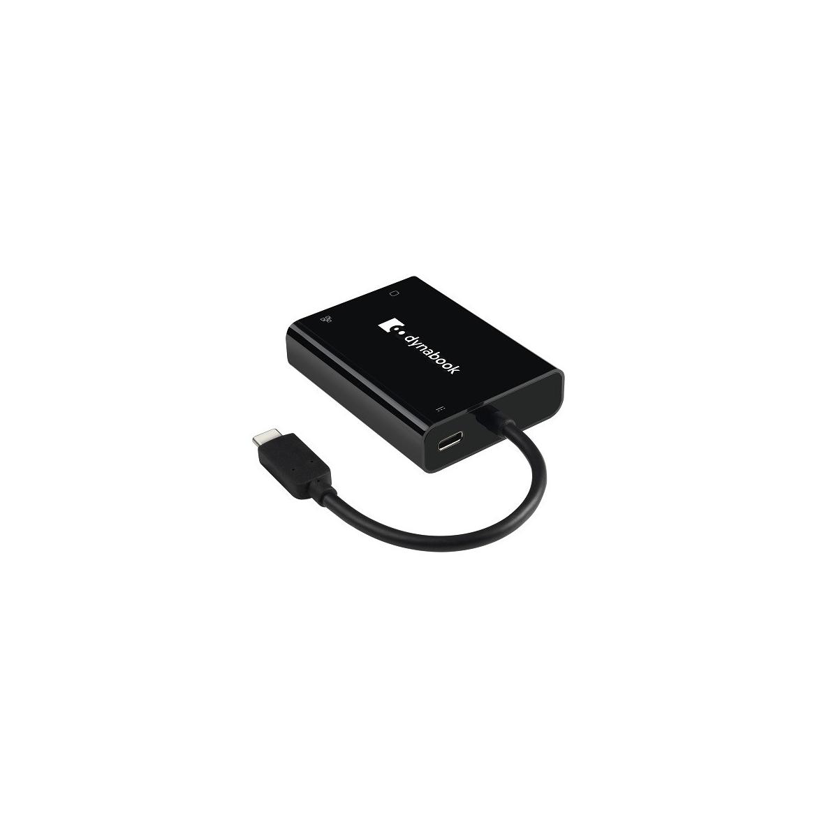 Czarny adapter Dynabook USB-C z kablem i złączem.