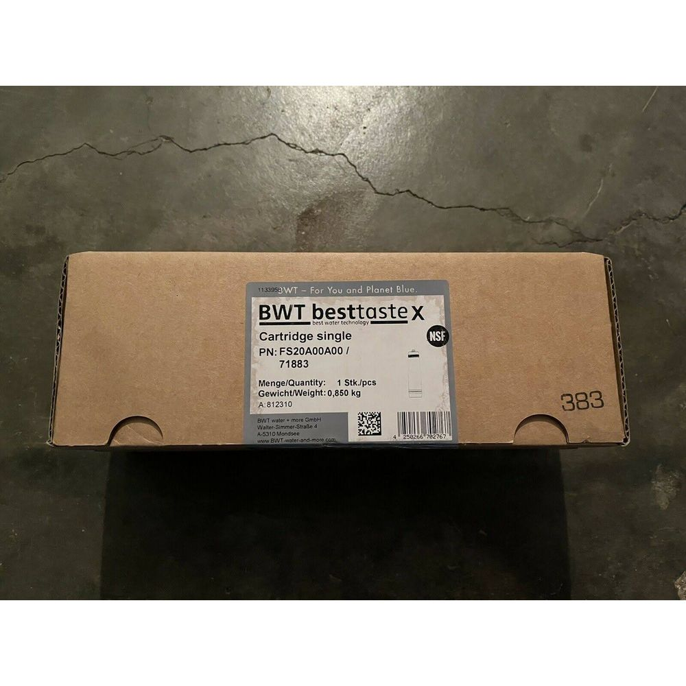 Scatola di cartone marrone con filtro BWT besttaste X, PN: FS20A00A00/71883.