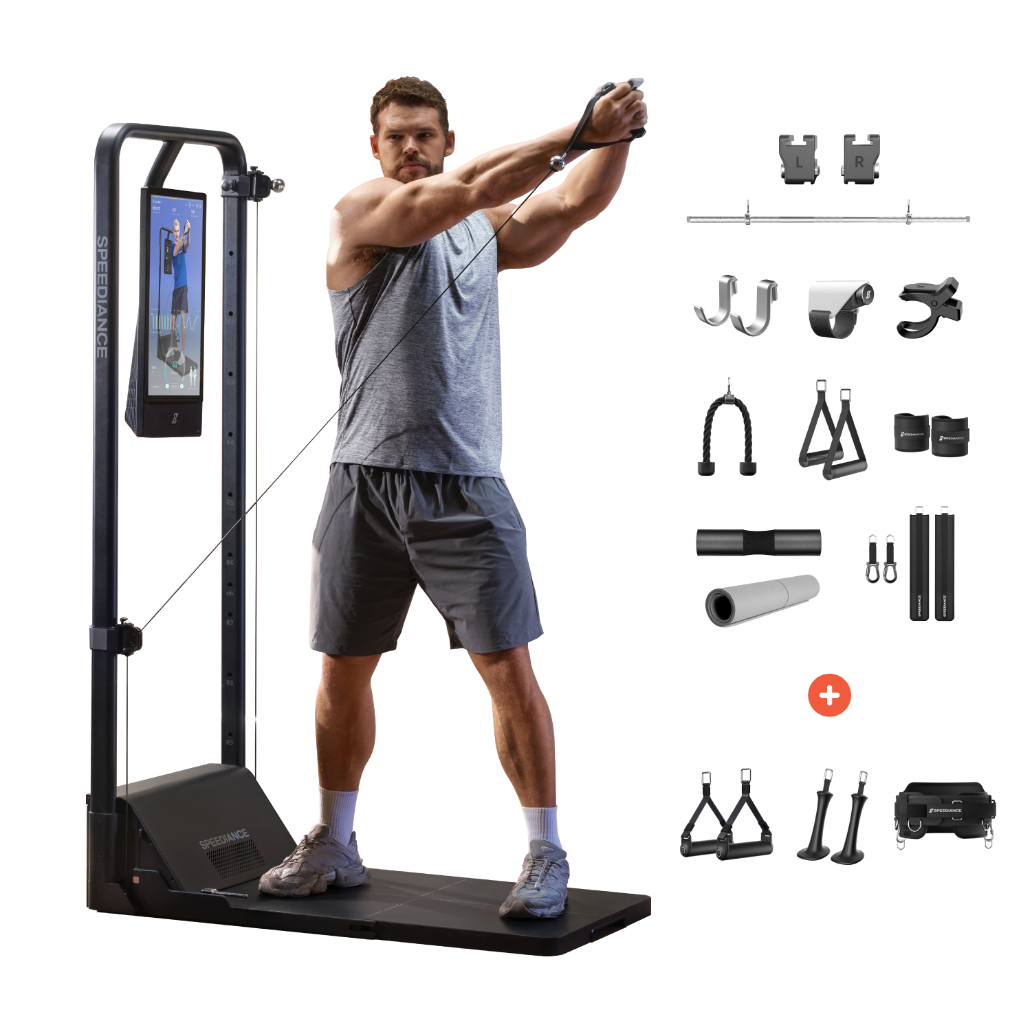 SPEEDIANCE verbessertes KI-gesteuertes All-in-One Home Gym Kraftstation, Gym Monster 2 basic-Schwarz