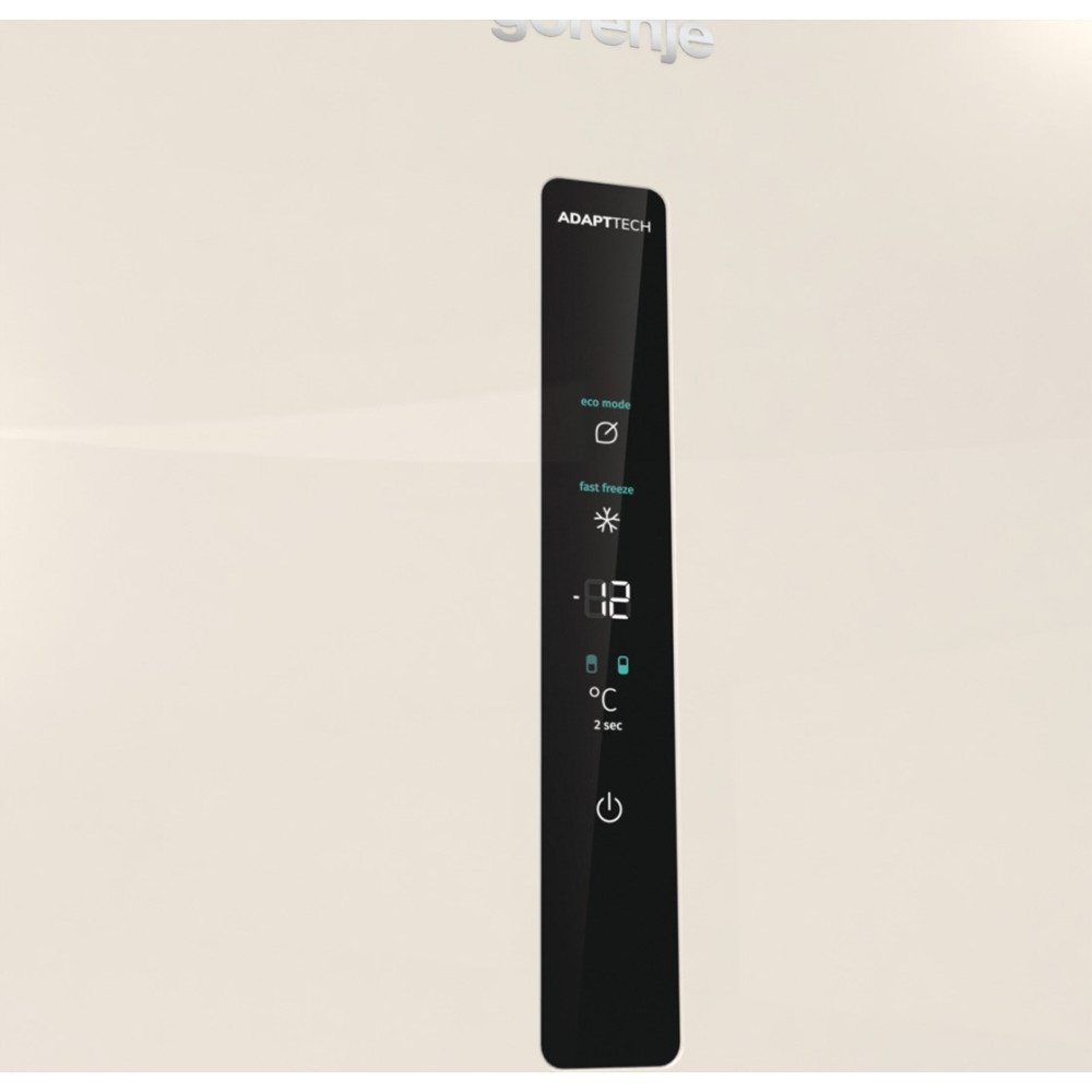 Un elettrodomestico bianco con display touchscreen nero mostra -12 gradi Celsius.