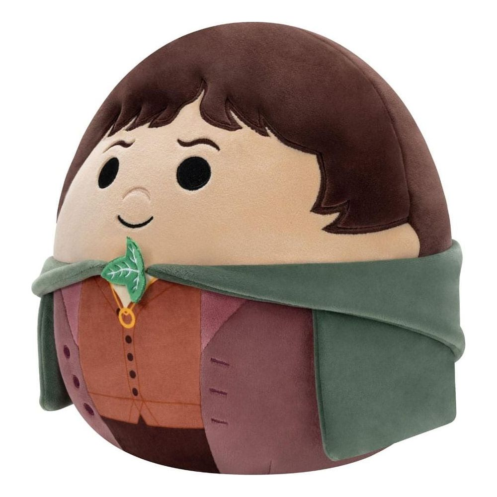 Un personnage rond en peluche avec des cheveux, un visage et une cape verts.