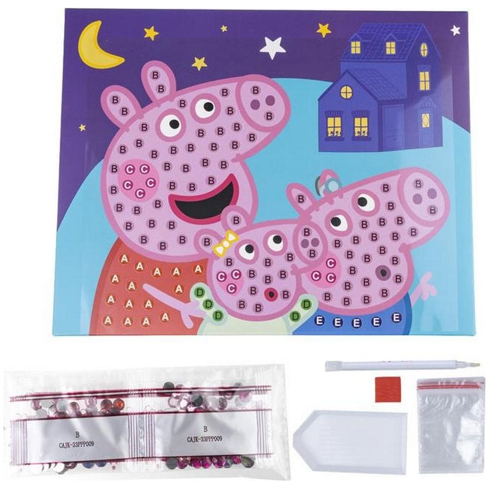 Peppa Wutz und Schorsch Wutz mit Haus und Zubehör für Diamantmalerei.