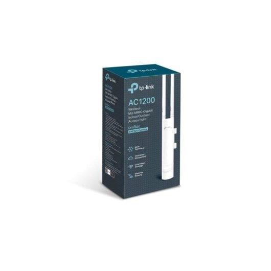 TP-Link AC1200 Omada Outdoor Access Point Box mit Geräteabbildung.