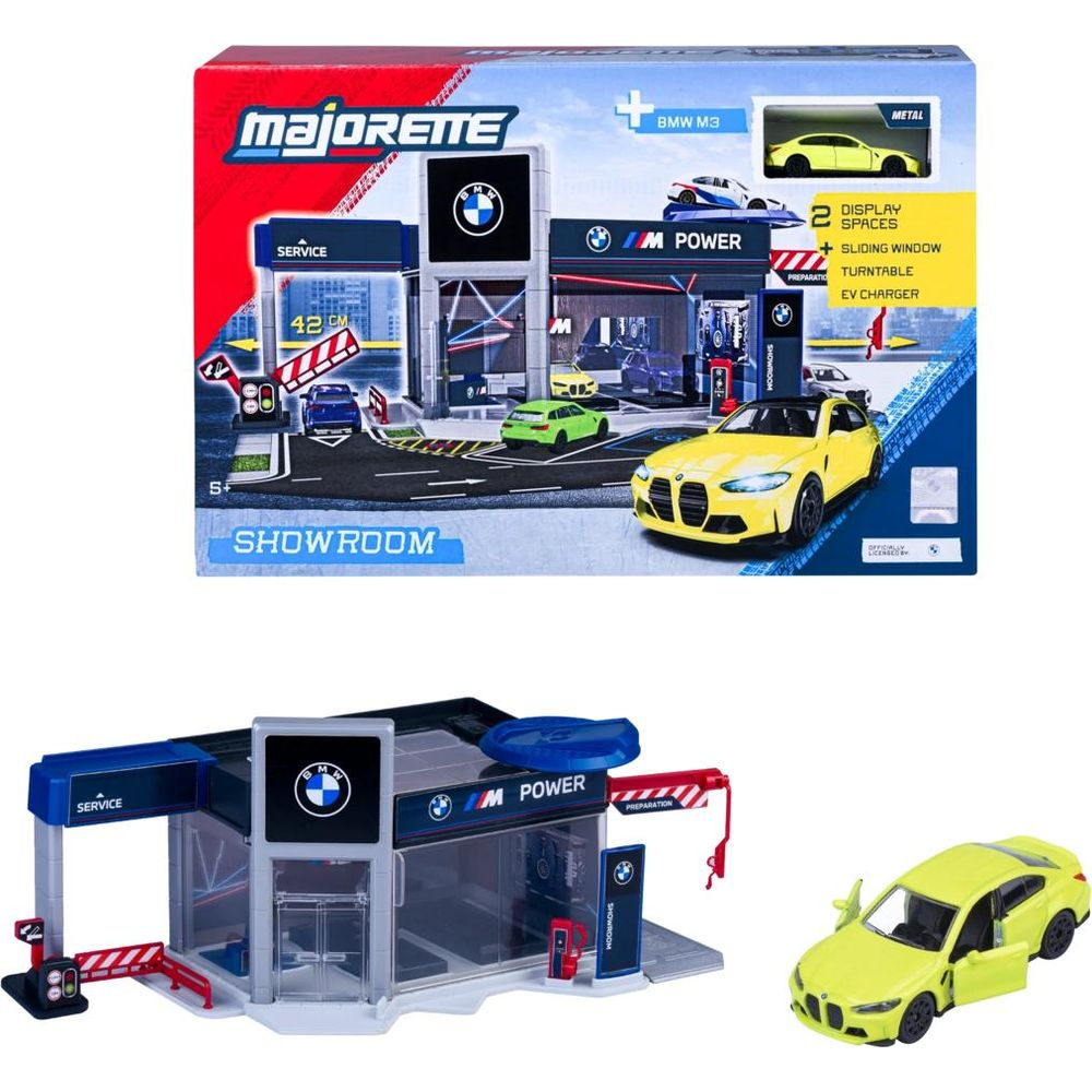 Majorette Spielzeug: BMW M Power Showroom mit gelbem BMW M3.
