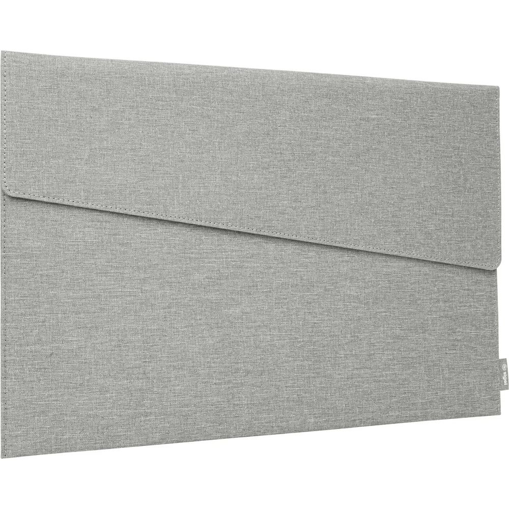 Custodia in tessuto grigio per laptop o tablet con patta.