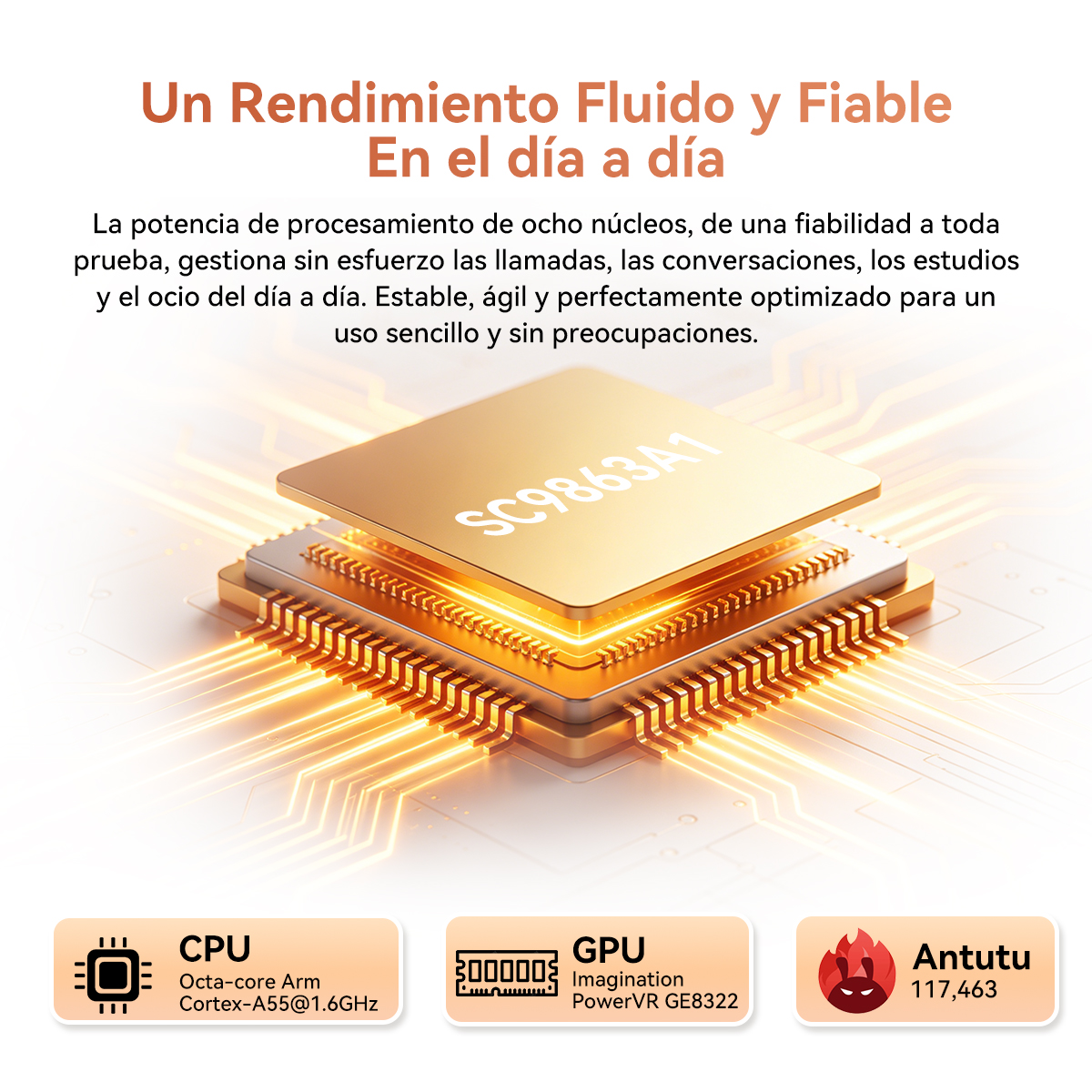 Un SoC fluido y fiable de alto rendimiento con CPU, GPU y puntuación Antutu.