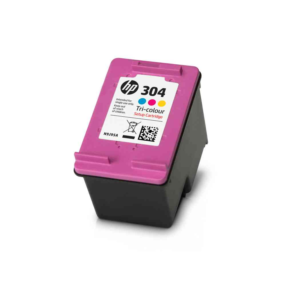 HP 304 Üç Renkli Kurulum Kartuşu, pembe ve siyah.