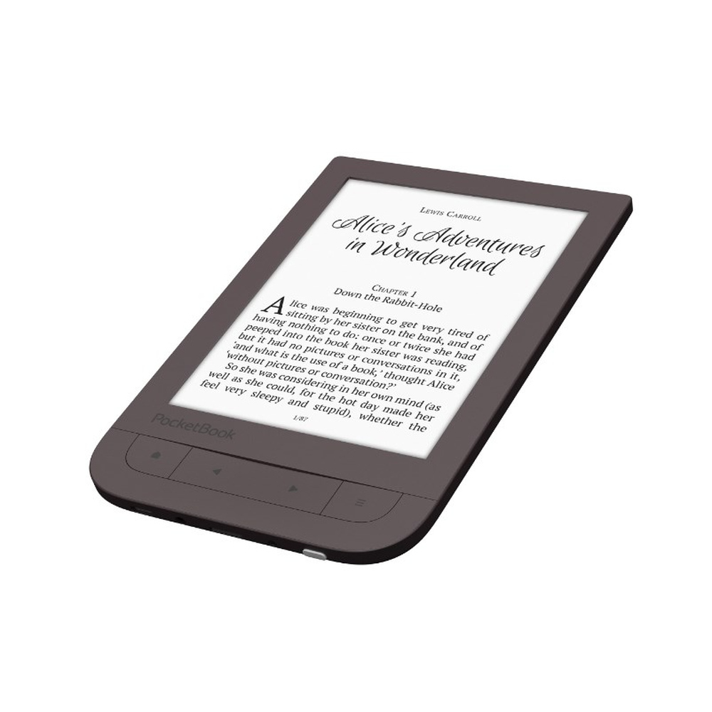 Ein E-Reader mit einem Buch von Lewis Carroll, Alice im Wunderland, auf dem Bildschirm.