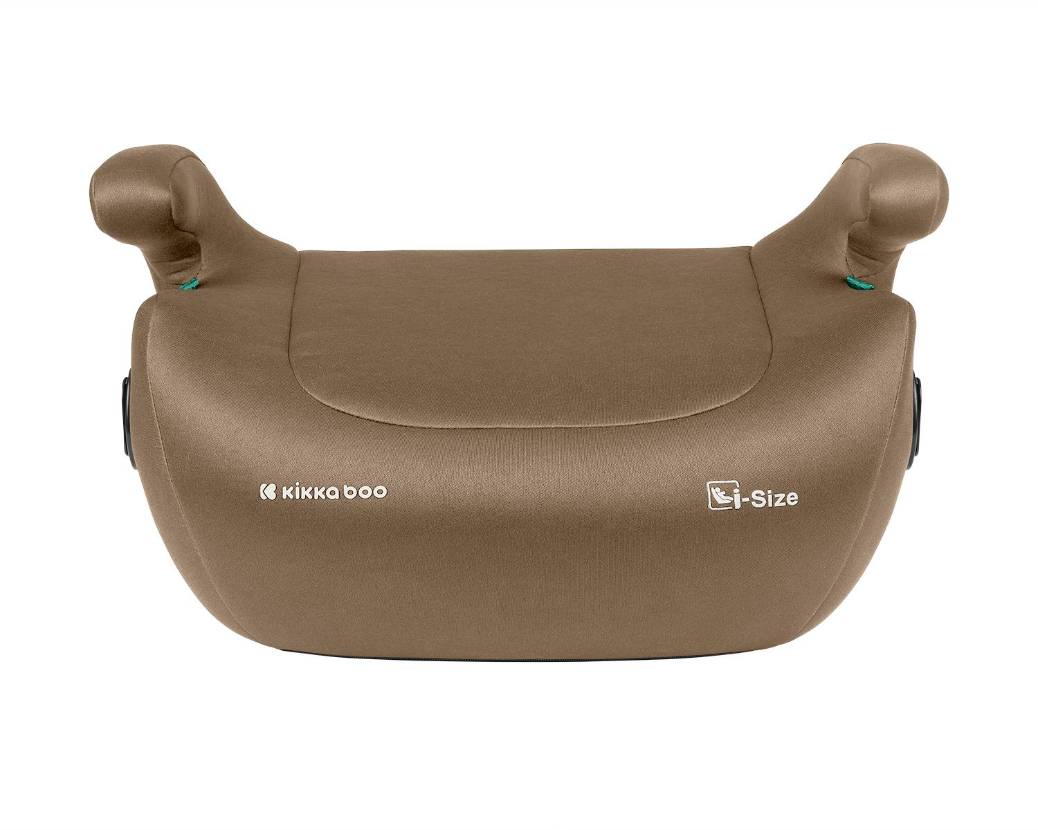 Ein brauner Kindersitz-Booster mit Kikka Boo und i-Size Logo.