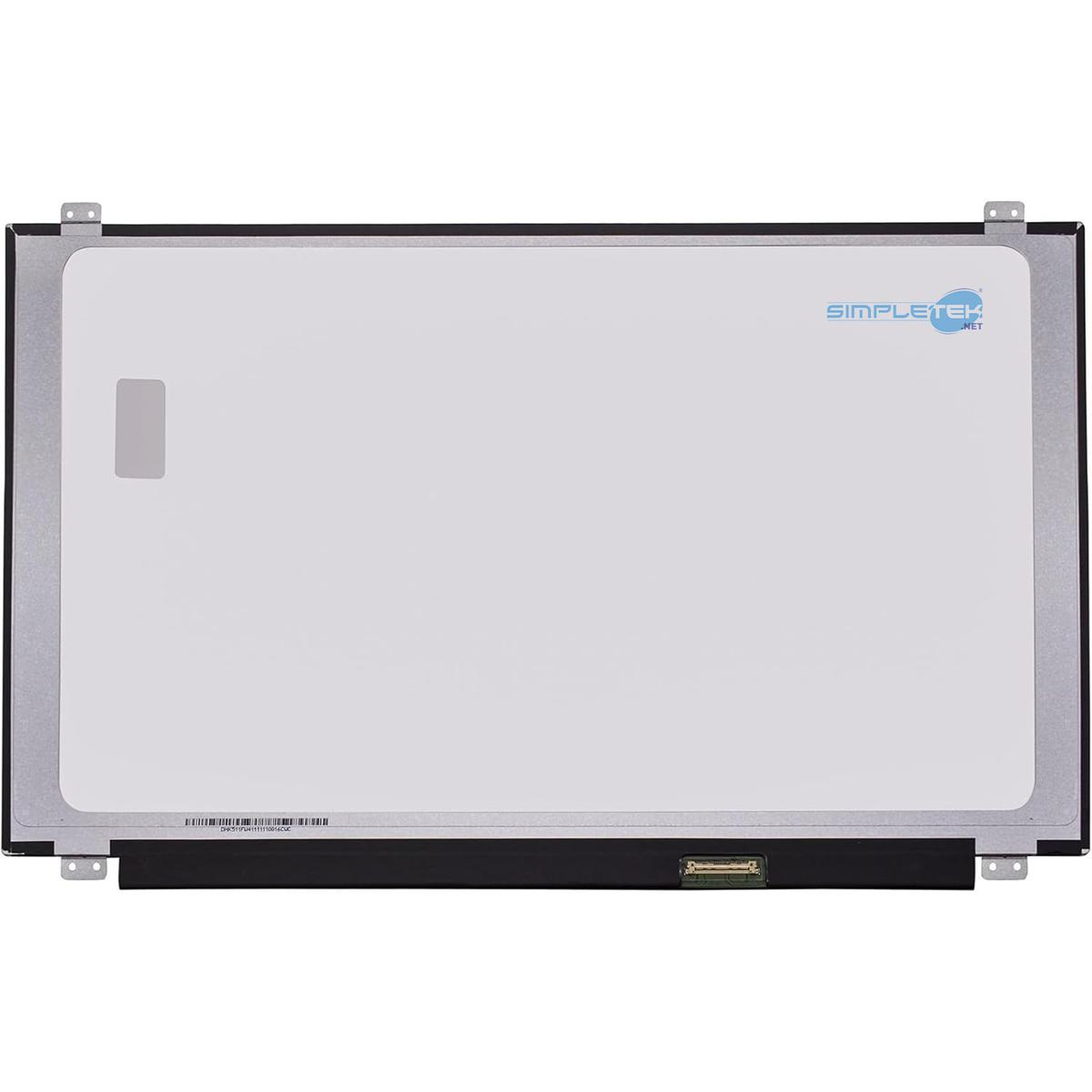 Schermo di un laptop con logo SimpleTek e numero di serie sulla cornice inferiore.