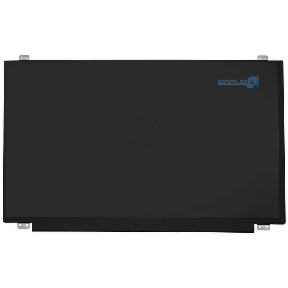 Uno schermo nero per laptop con logo blu in alto a destra.