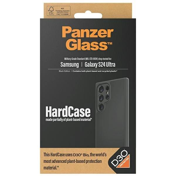 Custodia Panzer Glass per Samsung S24 Ultra, nera, materiale vegetale.