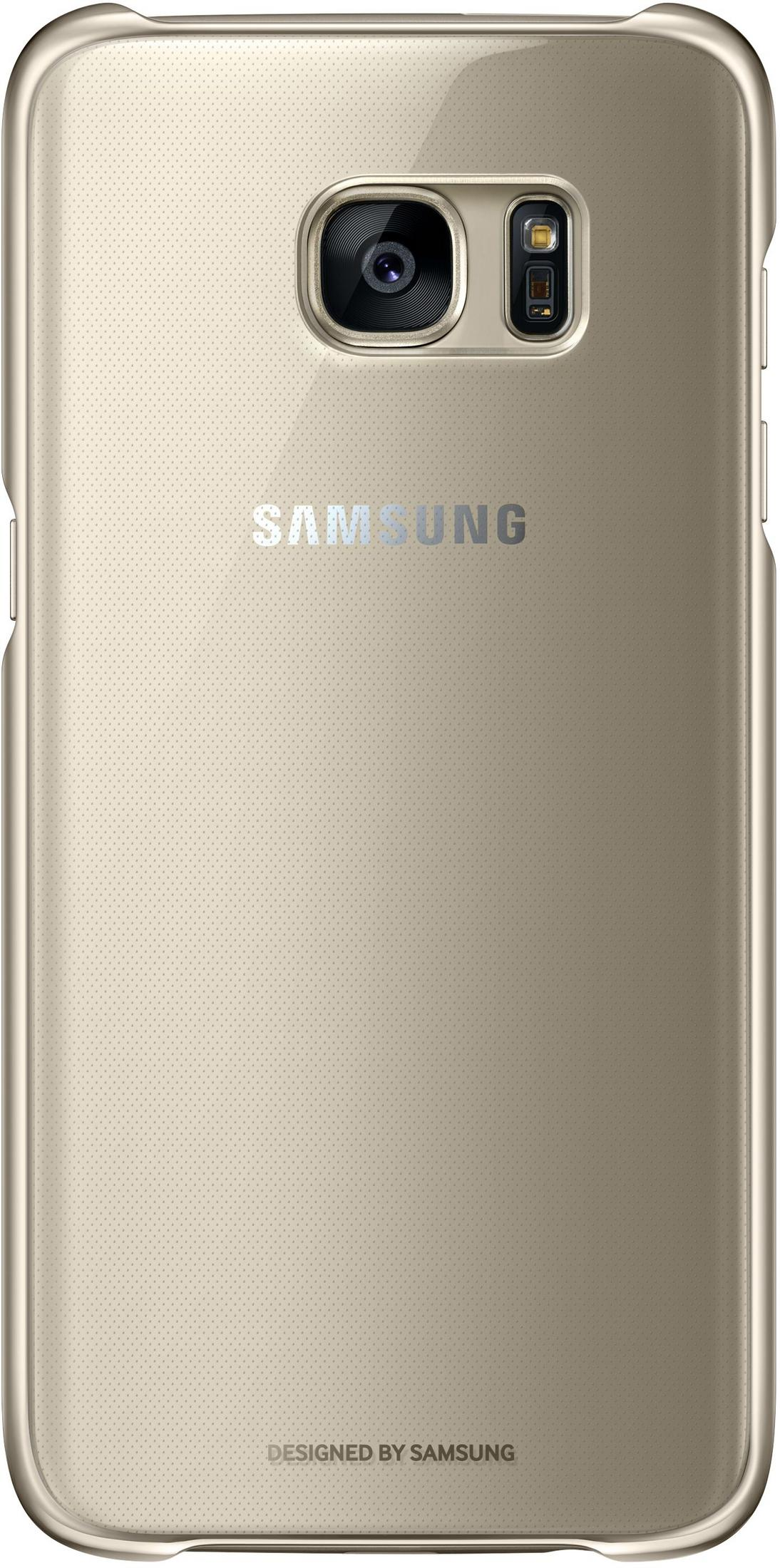Rückseite eines goldfarbenen Samsung-Smartphones mit Kamera und Blitz.