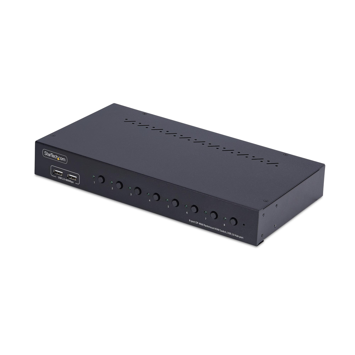 Switch KVM nero 8 porte con porta hub USB 2.0.