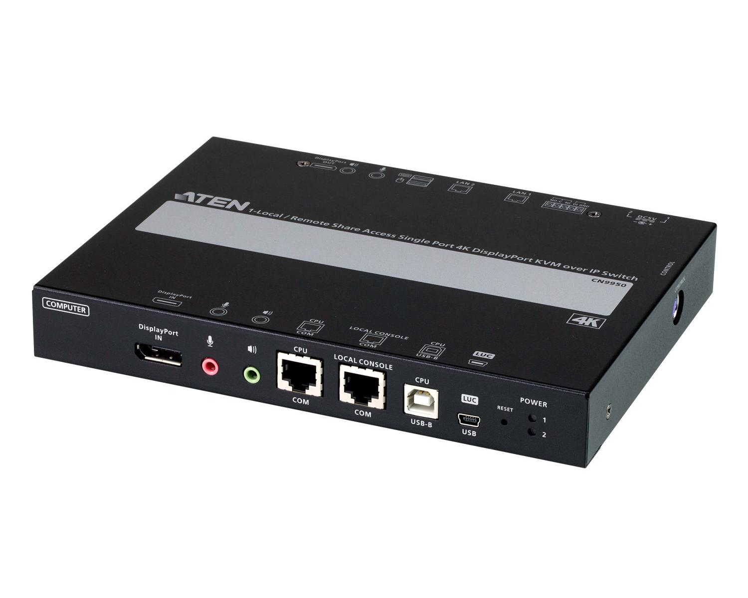 Switch KVM ATEN nero 4K 1 porta accesso locale/remoto con porte.