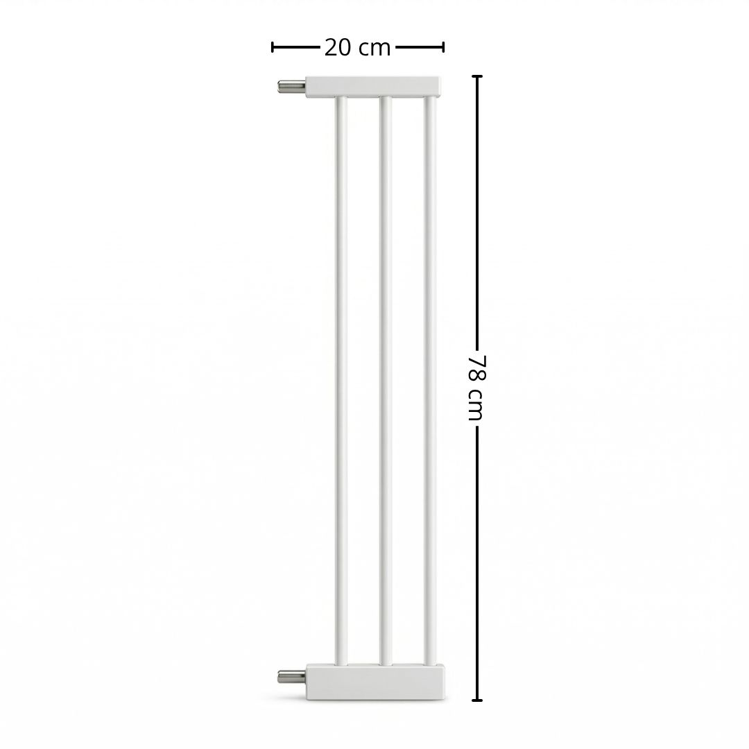 Una puerta blanca mide 20 cm de ancho y 78 cm de alto.