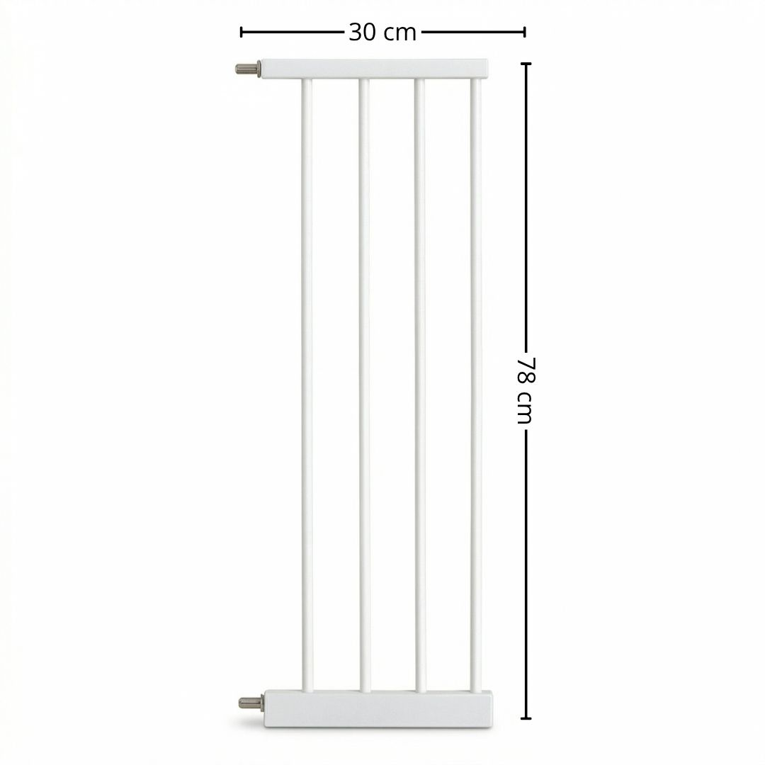 Barra de extensión de puerta blanca, 30 cm de ancho y 78 cm de alto.