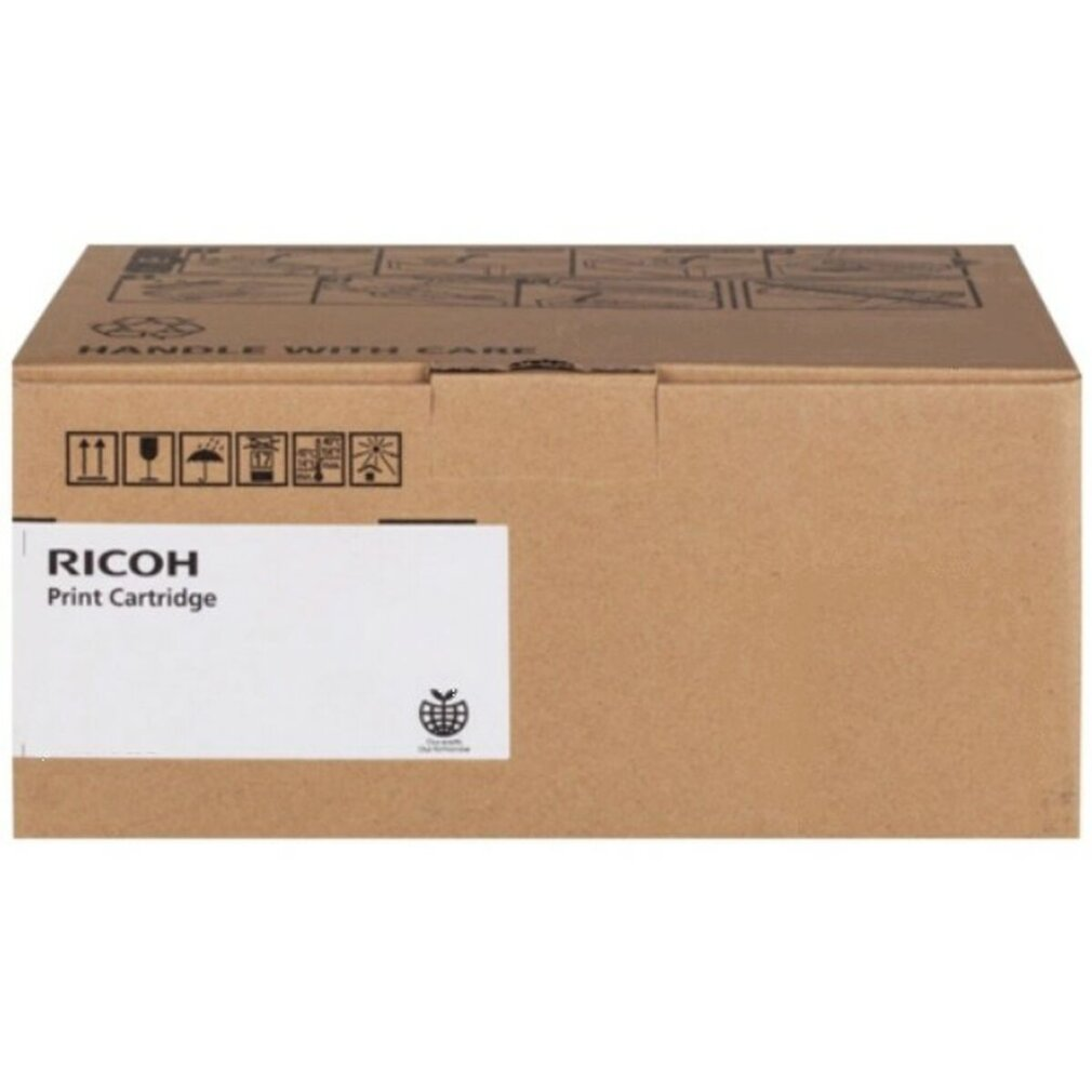 Scatola Ricoh per cartuccia di stampa con simboli di movimentazione.