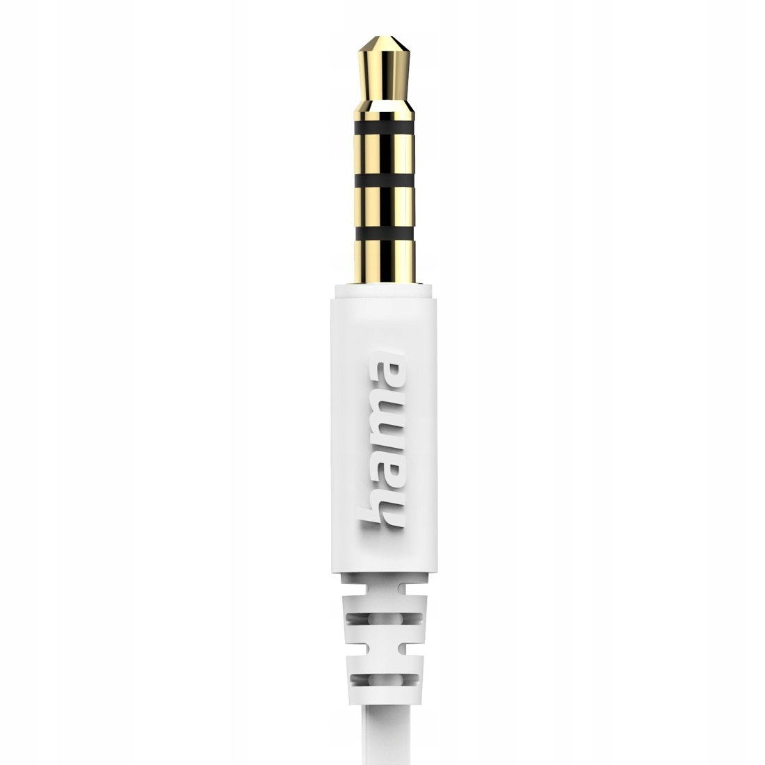 Ein weißer Stecker mit goldenen Kontakten und dem Hama-Logo.
