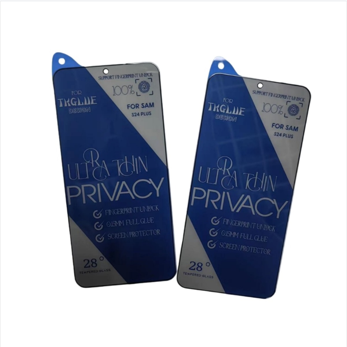 Due protezioni schermo privacy ultra sottili per Samsung S24 Plus.