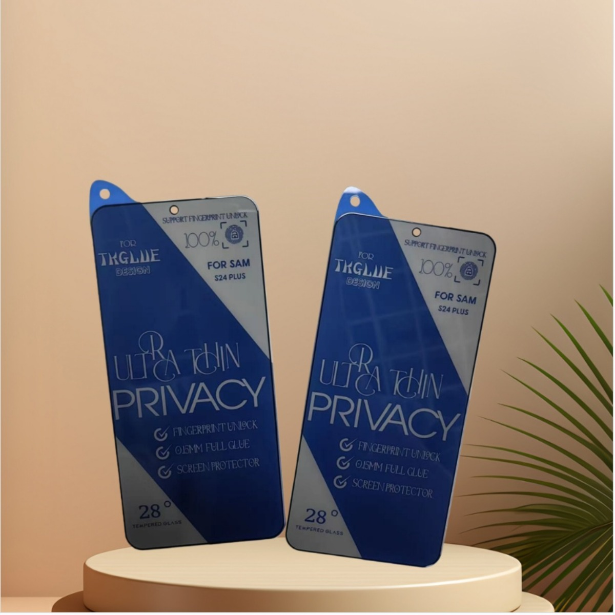 Due protezioni schermo blu per Samsung S24 Plus, "Ultra Thin Privacy".