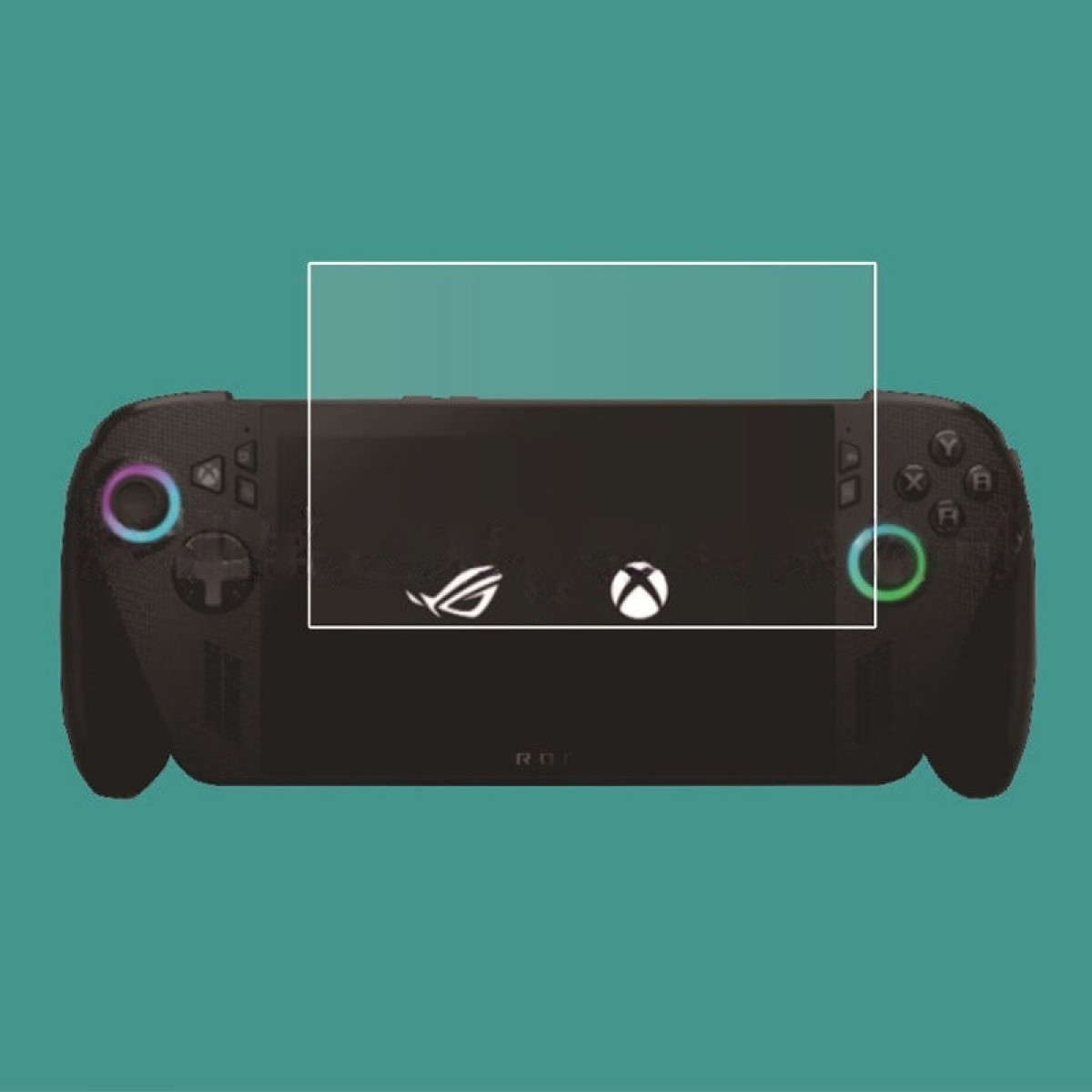 PC da gioco portatile nero con loghi ROG e Xbox sullo schermo.