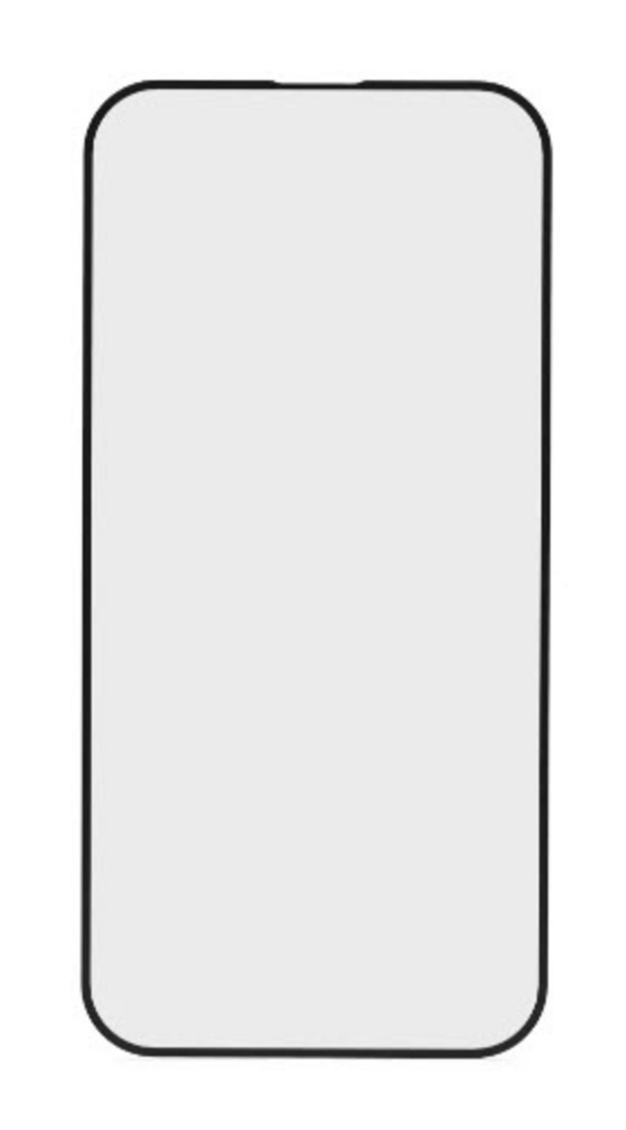 Uno smartphone vuoto con schermo grigio chiaro e cornice nera.