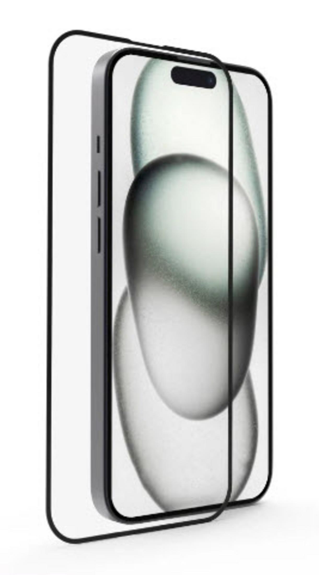Uno smartphone argentato con proteggi schermo nero.