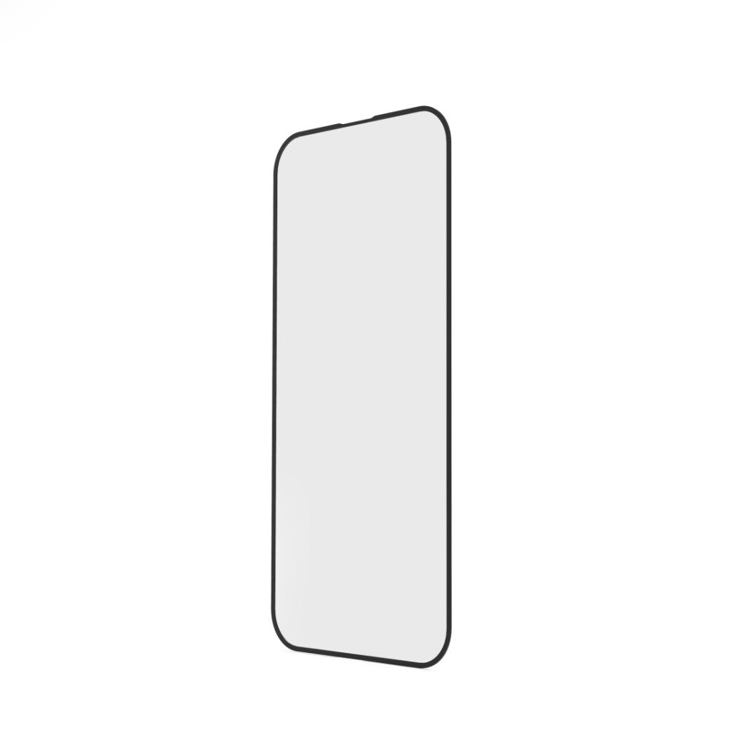 Una protezione schermo nera per smartphone, su sfondo bianco.