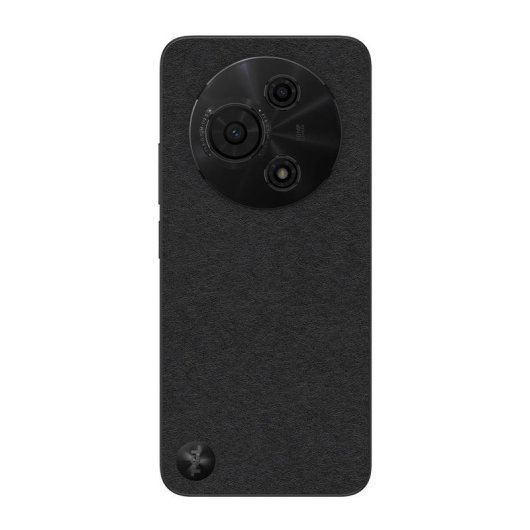 Czarny smartfon z okrągłym układem modułu kamery na górze.