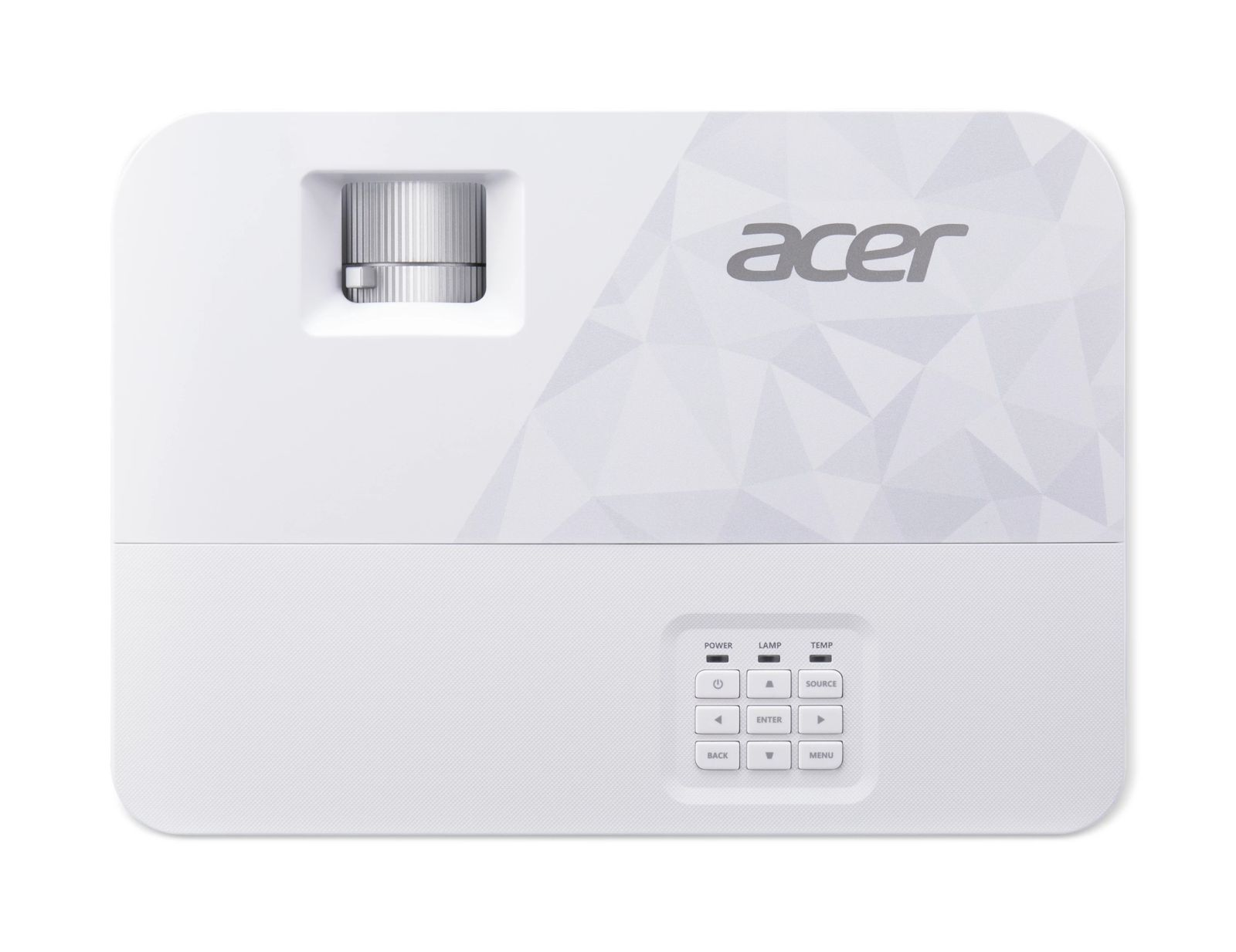 Weißer Acer Projektor mit Linsenring und Tastenfeld.
