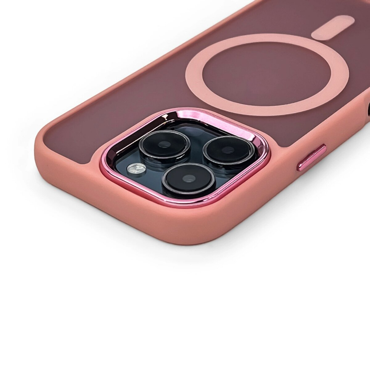 Rosas iPhone-Hülle mit MagSafe-Ring und dreifacher Kamera.