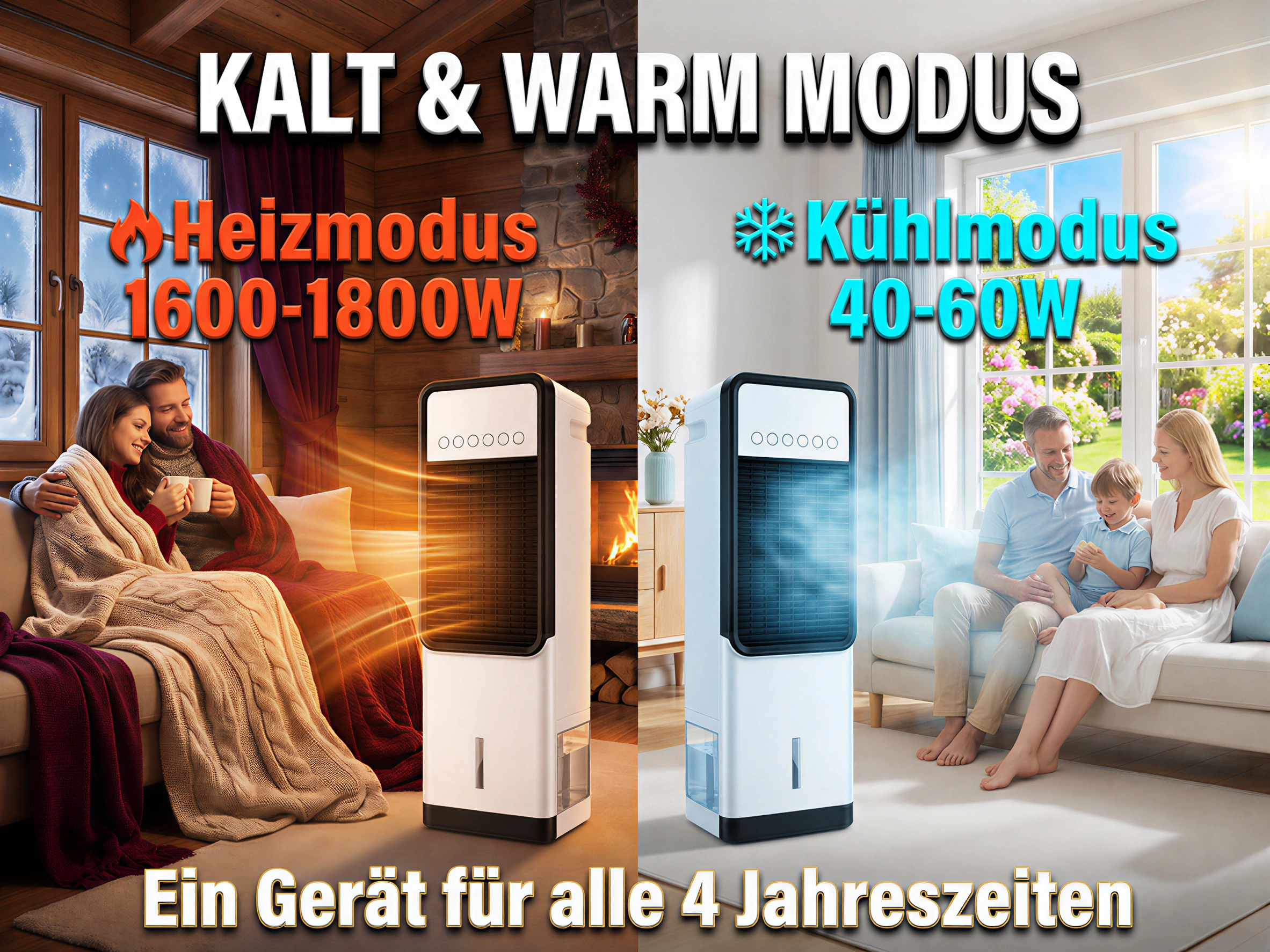 Gerät für kalte und warme Modi mit Familie im Winter und Sommer.