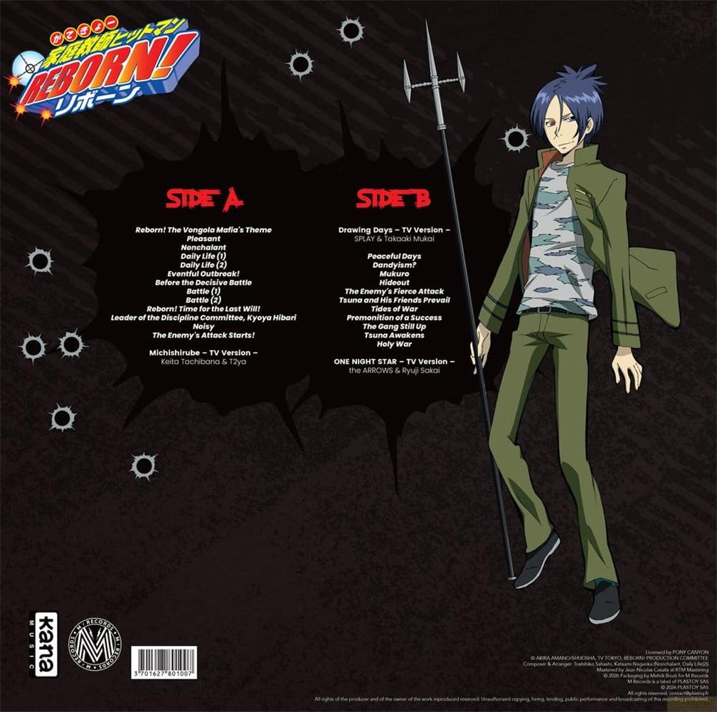 Anime-Cover mit Tracklist und einem Charakter im grünen Outfit, der eine Lanze hält.