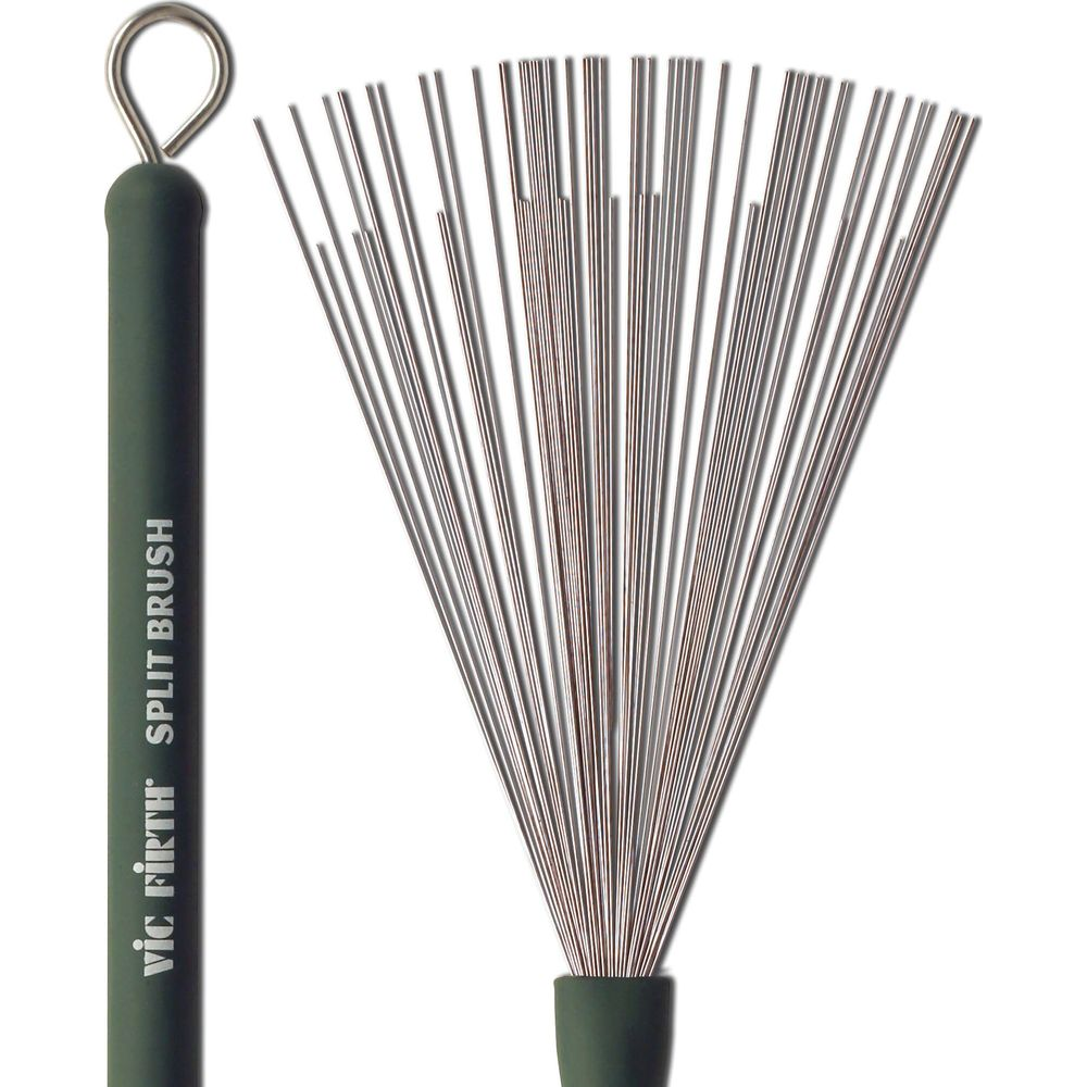 Ein grüner Trommelbesen mit Metallborsten und einer Schlaufe am Griff.