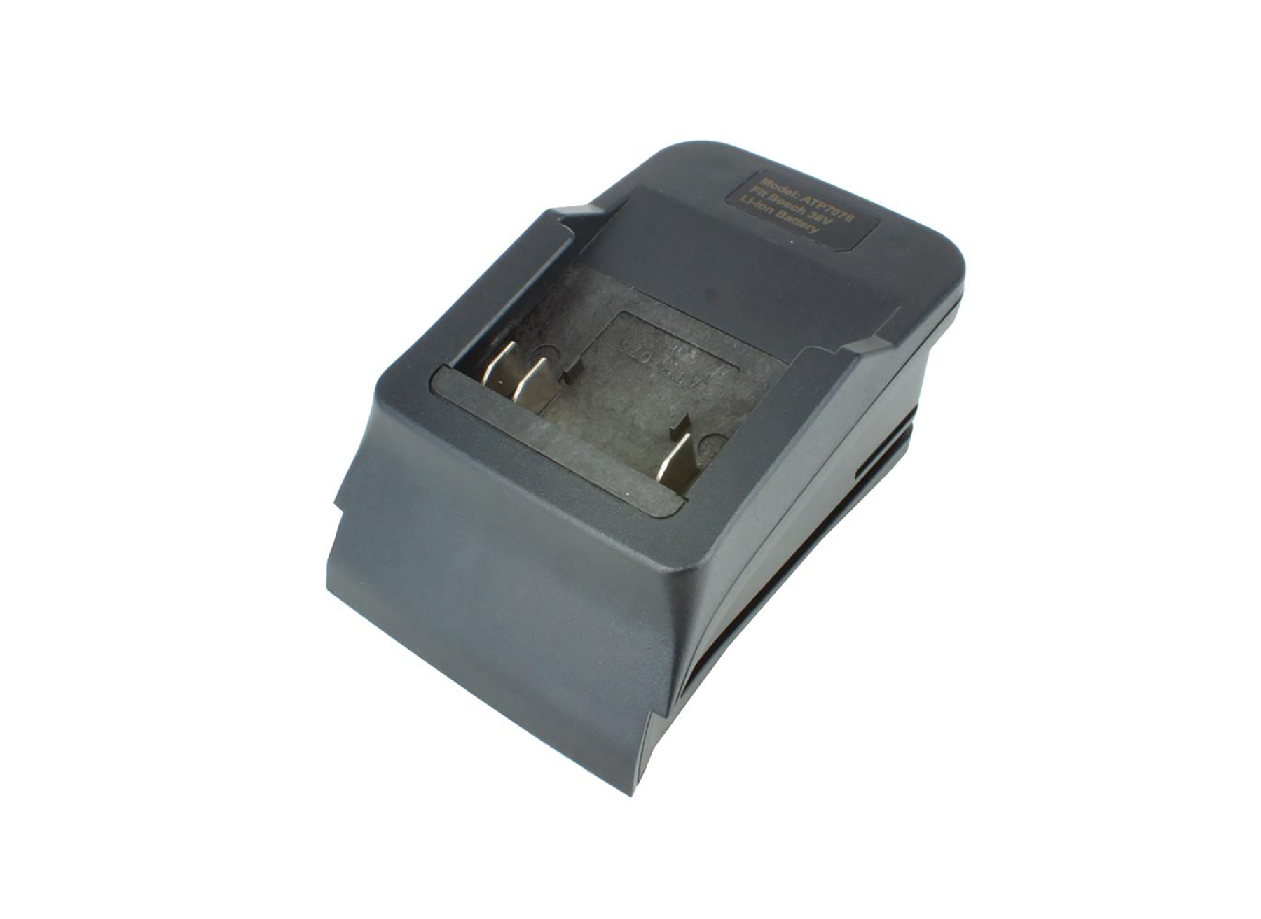 Schwarzes Ladegerät für Bosch 36V Li-Ion Akku, Modell ATP7076.