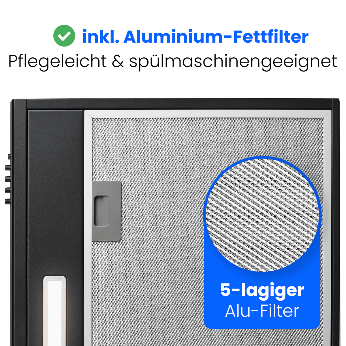 Ein Dunstabzugshaubenfilter aus Aluminium mit 5 Lagen, leicht zu reinigen.