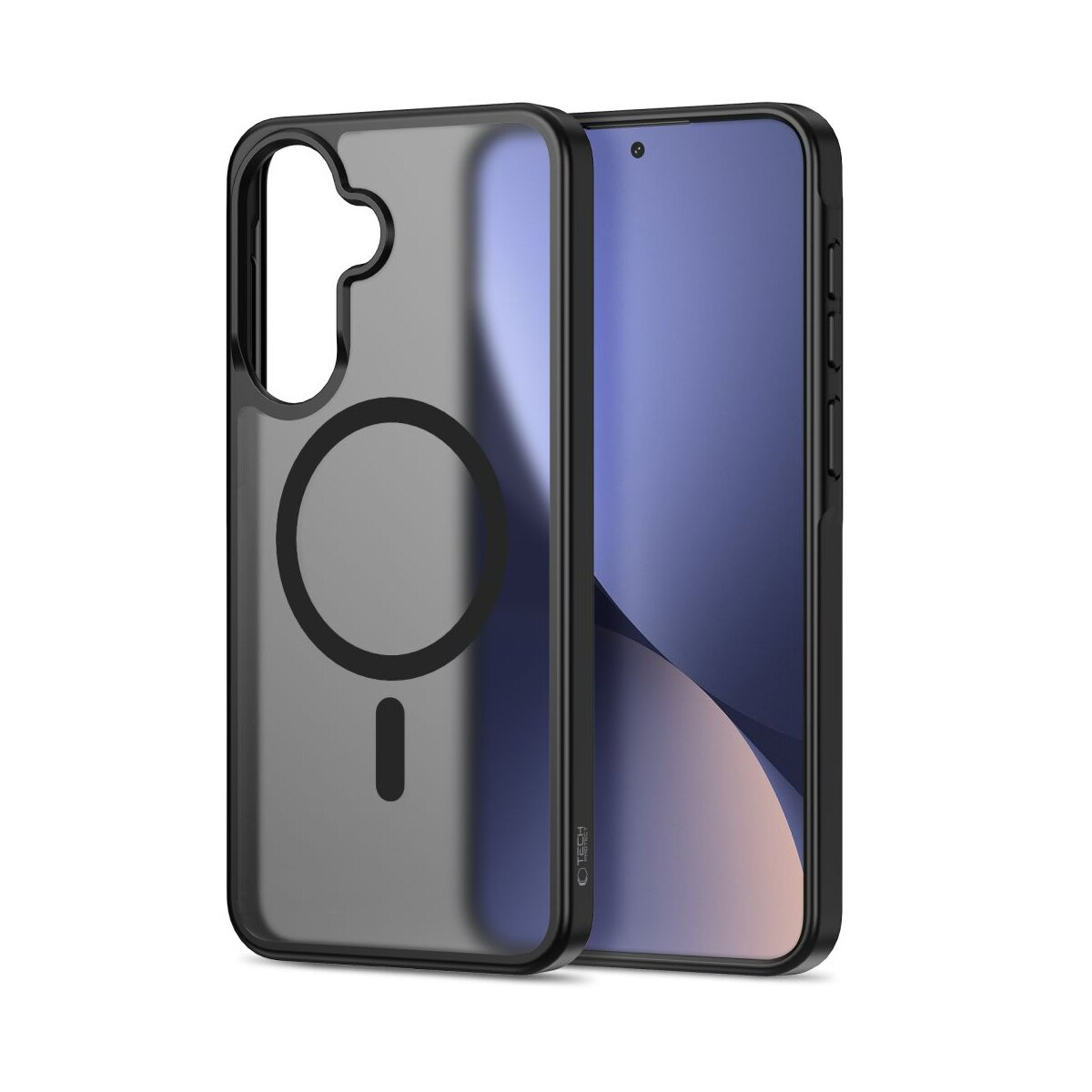 Transparente Handyhülle mit MagSafe-Ring auf einem Smartphone.