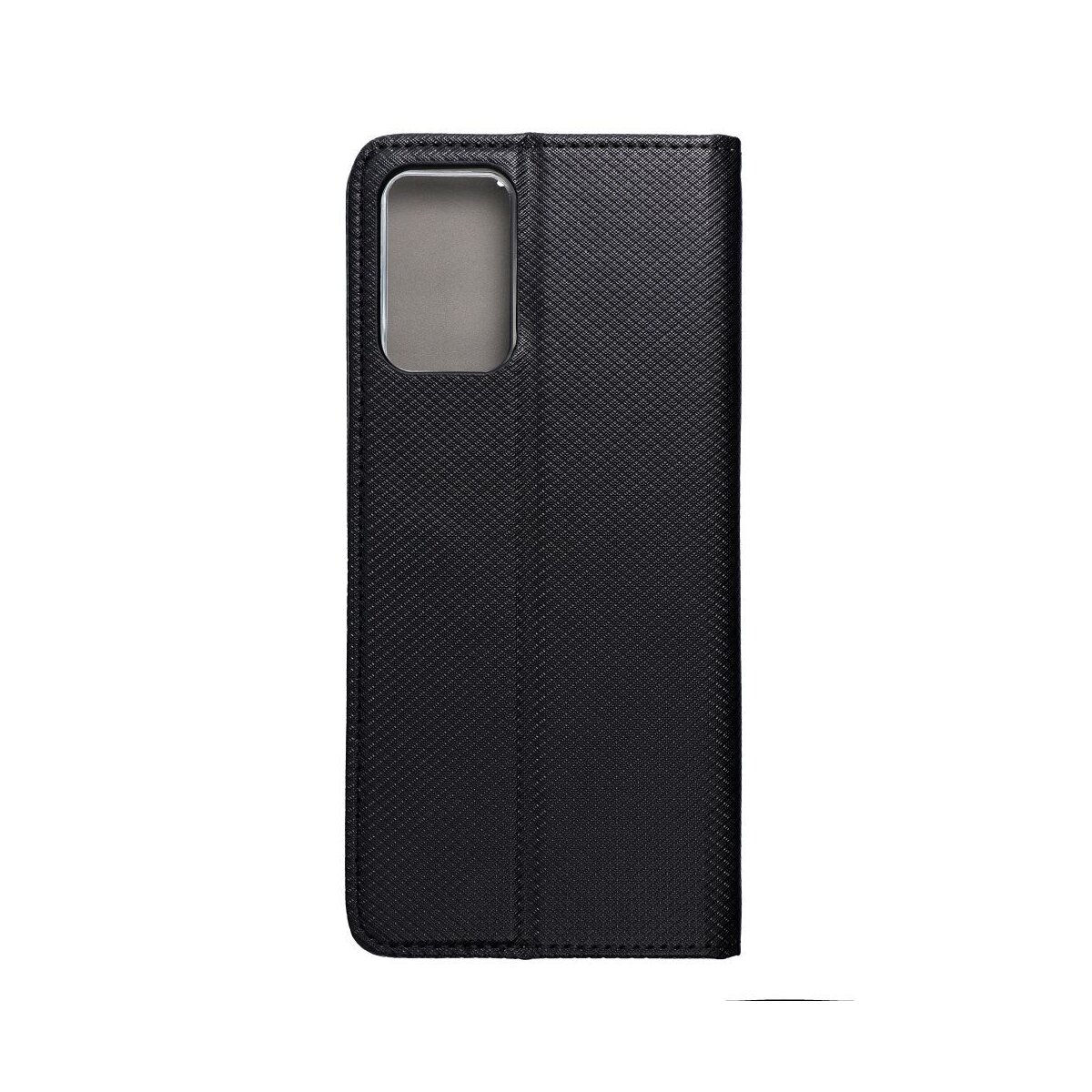 Schwarzes Flip-Case für ein Smartphone mit Kamerazuschnitt.