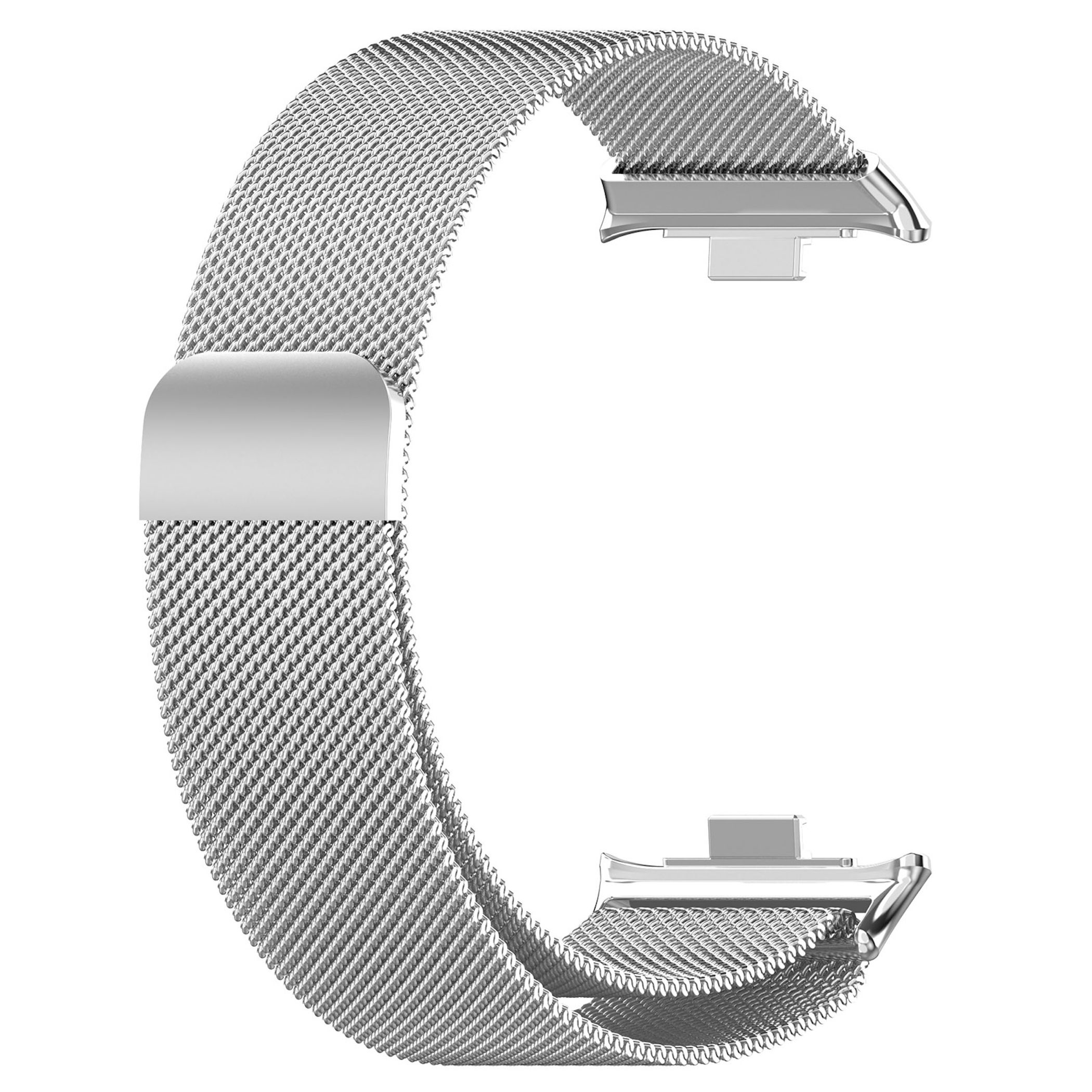 Silbernes, feingliedriges Metallarmband für eine Uhr, mit Schnellverschlüssen.