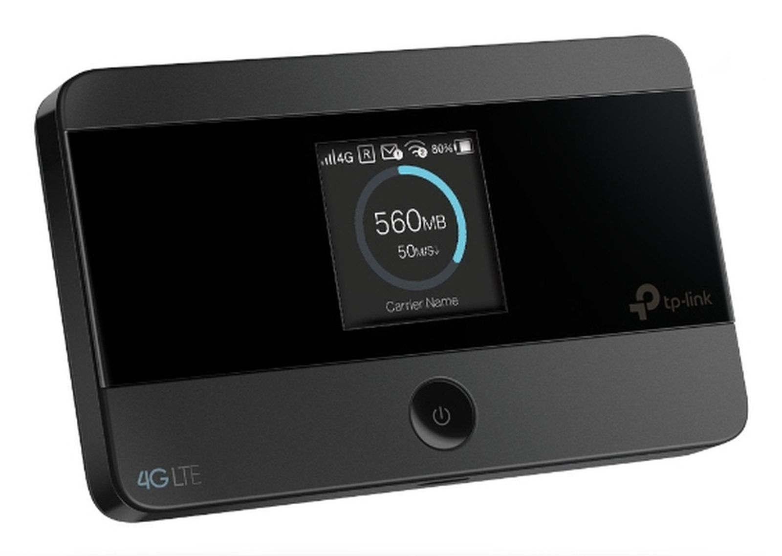 Schwarzer 4G LTE mobiler Hotspot von TP-Link mit Display.