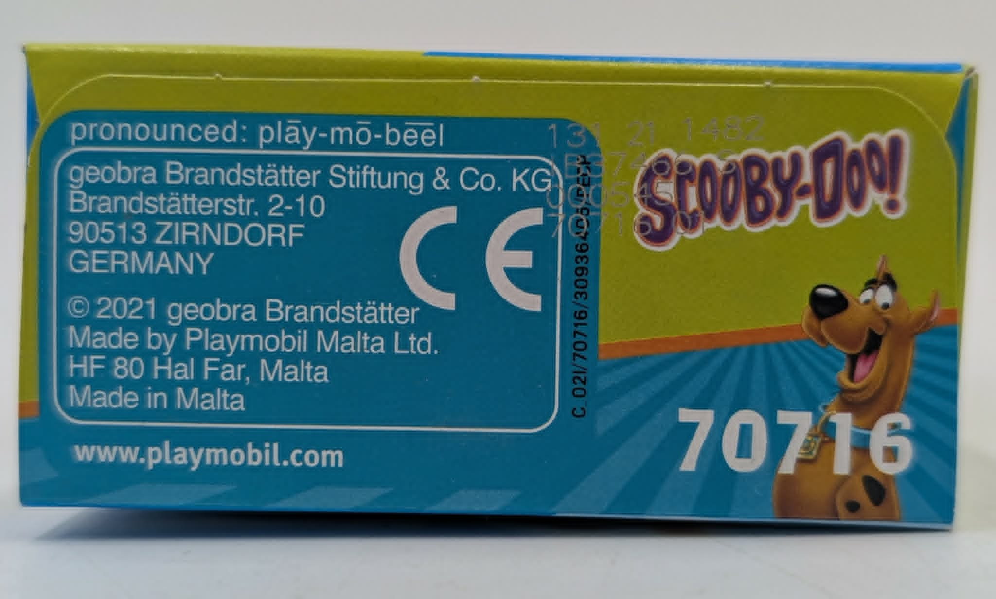 Bok pudełka Playmobil z logo Scooby-Doo i numerem 70716.