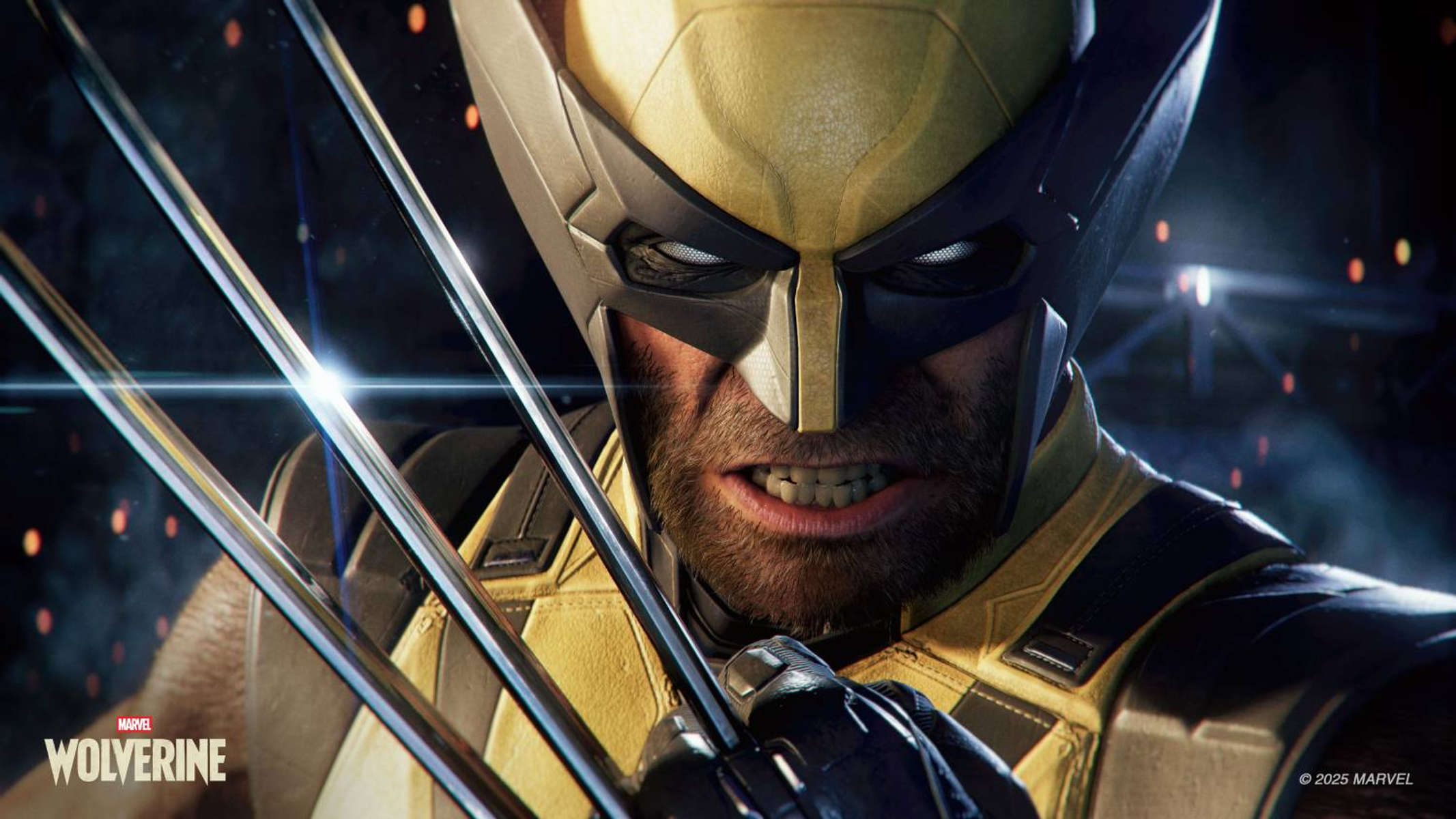 Wolverine con gli artigli estesi, indossa il suo costume giallo e nero.