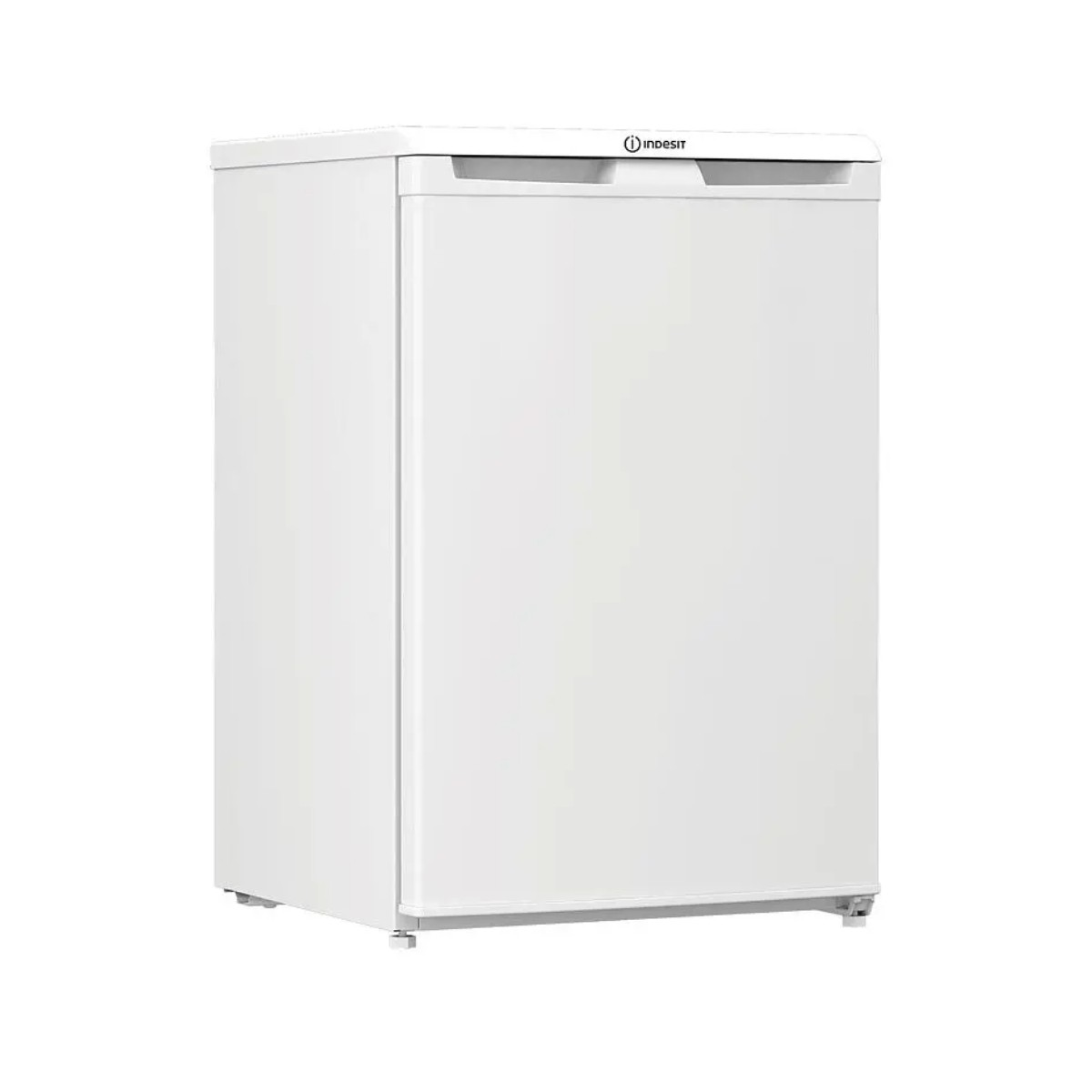Un frigorifero bianco verticale Indesit mostrato frontalmente, con logo in alto.