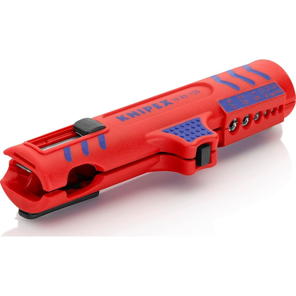 Spelafili rosso con segni blu e numerazione, marca Knipex.