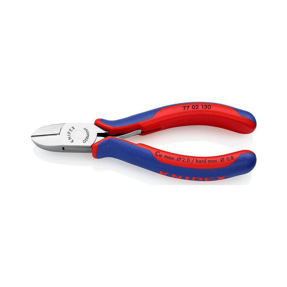 Un paio di tronchesi Knipex rosse e blu, modello 77 02 130.