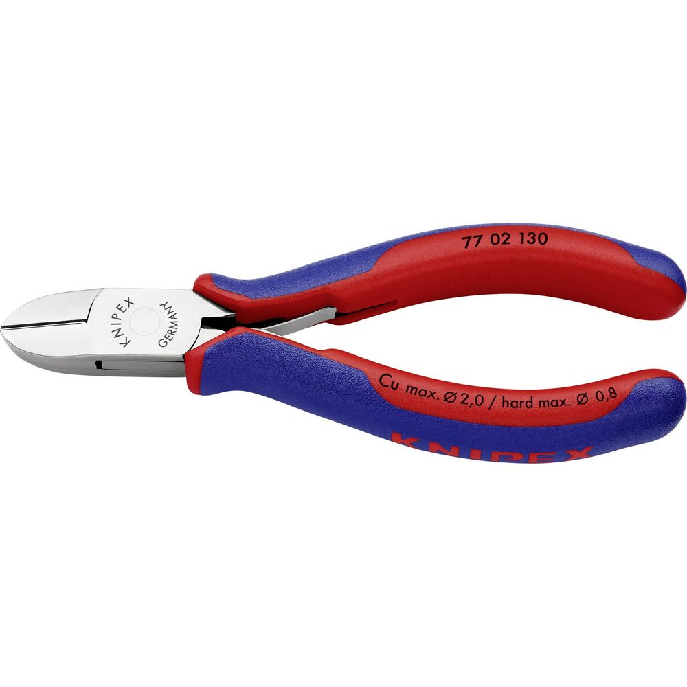 Un paio di tronchesi diagonali Knipex con manici rossi e blu.